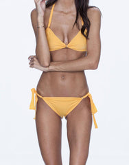 NALLA swimwear, yellow bikini, versatile, comfort, summer look.